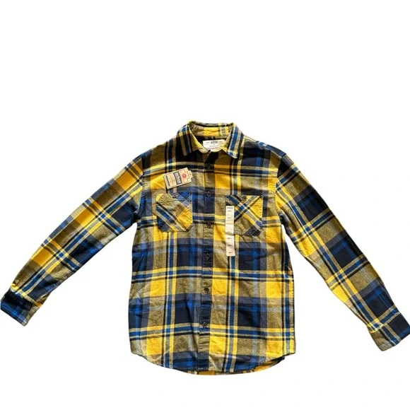 urban pipeline Yellow & Navy Plaid Button-Down Shirt - Picture 4 of 4